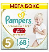 Pampers Premium Care (Памперс) подгузники-трусы 5 юниор 12-17кг, 68шт, Проктер энд Гэмбл
